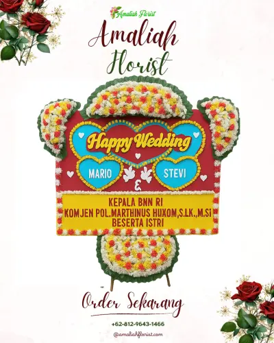 Karangan Papan Bunga Pernikahan di Sumberjaya